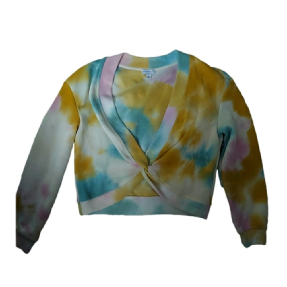 Curren Air Twist Front Tie-Dye V-Neck Top